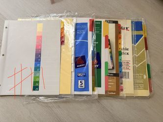 7 kind of binder index dividers with numerical tabs. Price For All