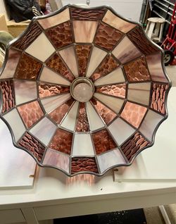 Vintage Tiffany style slag glass hanging lamp