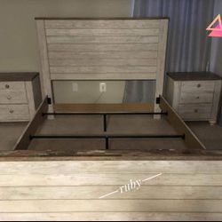 Willowton Queen Panel Bedroom Set| Dresser+ Mirror+ Nightstand 2+ Chest Available| Mattress Sold Separately @ Fastest Delivery 🚚