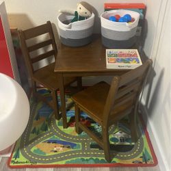 $30 Children’s table with two chairs, dark wood stylish great for a play room or bedroom
