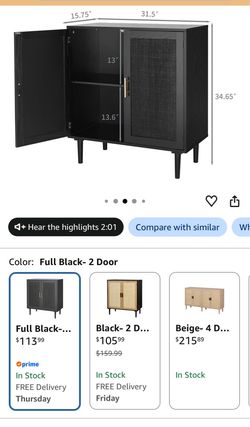 Black cabinet with gold handles - Like new