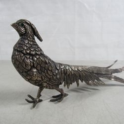 Pheasant Male Bird Metal Solid Brass Mid Century Figurine11" Length
