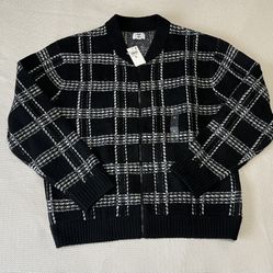 Men’s XL Relaxed-Fit Plaid Zipper Sweater