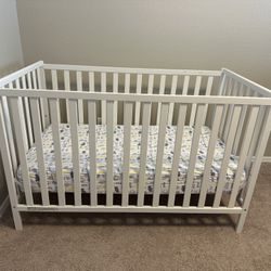 White Baby Crib + Premium Newton Breathable Mattress – $100 OBO