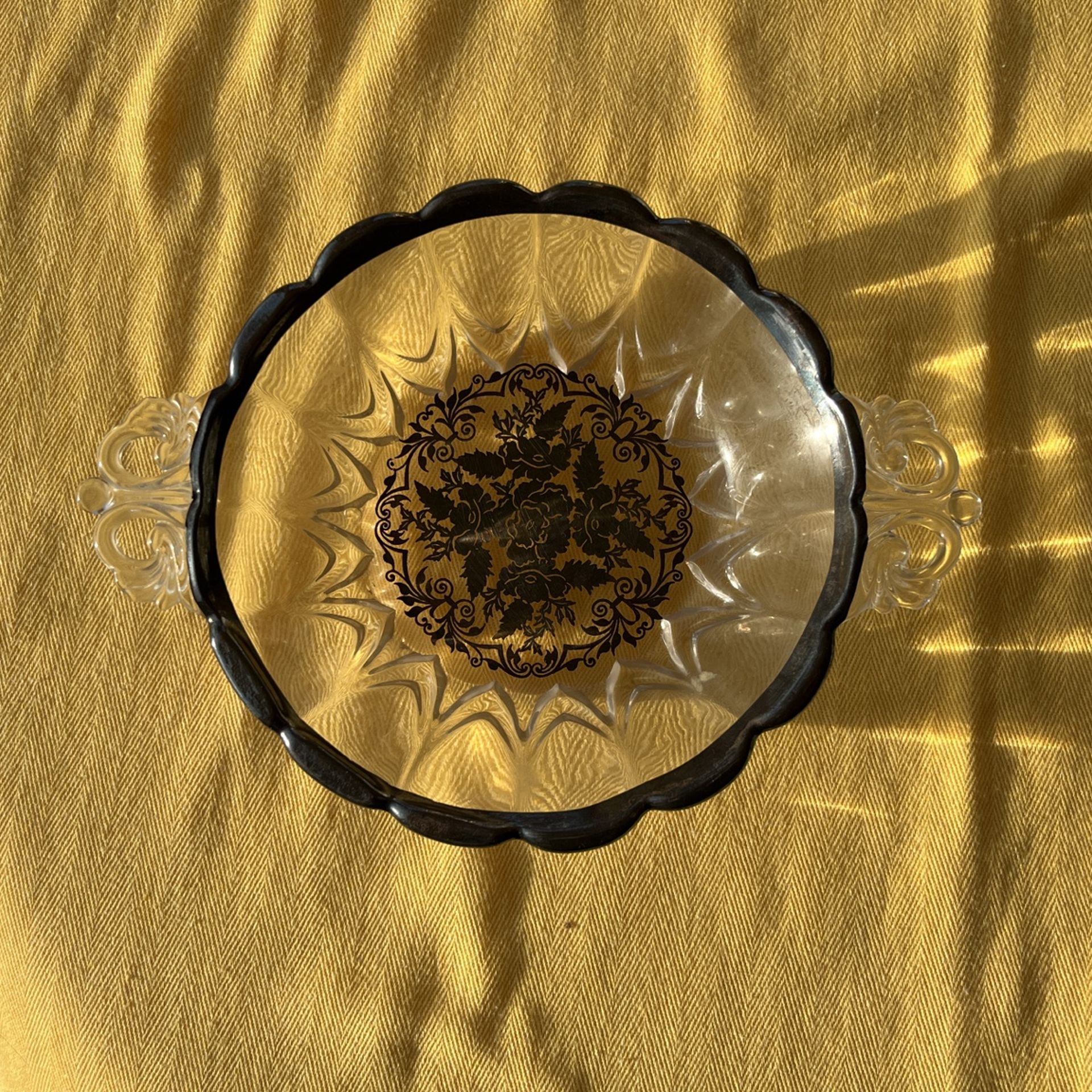 Silver on pressed glass antique dish