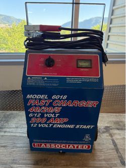Associated Model 6018 Fast Charger  Description:  Voltage Modes: Works with both 6 Volt and 12 Volt lead-acid battery systems.Charging Current Rates:4