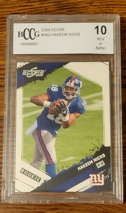 2009 Score Hakeem Nicks Rookie RC #343 BCCG 10 MINT New York Giants Graded