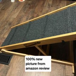 New Open Box Dog Ramp for Bed Portable and Folding Dog Ramp for Couch, for All Breeds Real Wooden Ramp for Dogs to Get on Bed, Adjustable Large Ramp (