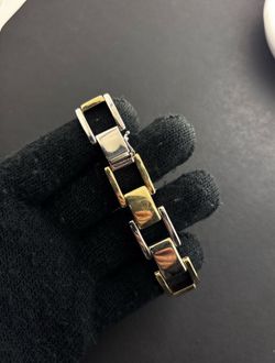 14K Gold Wide Panther Link hollow Bracelet 7.5 Inch