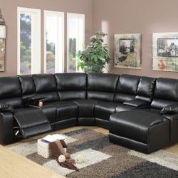 5pcs Reclining Sectional Black