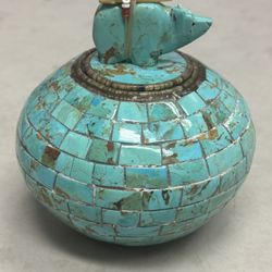 Randy Miller turquoise Native American inlaid Jar 