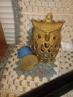 Vintage Brass Owl Candle /Lantern