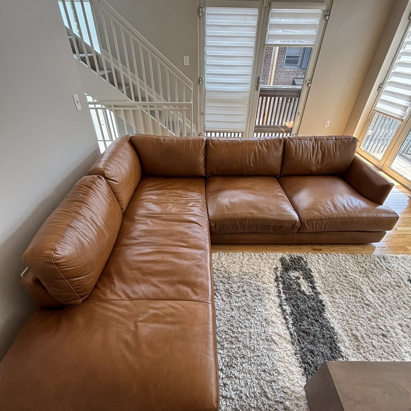 West Elm Haven Cognac Leather Couch