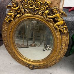 Antique Gold Cherub Mirror (Baroque Style)