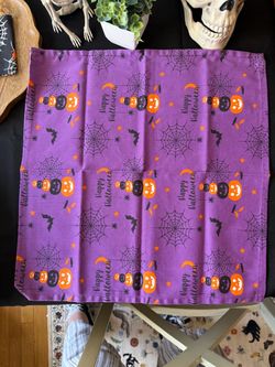 12 Halloween Cloth Napkins – Purple Pumpkin Spiderweb