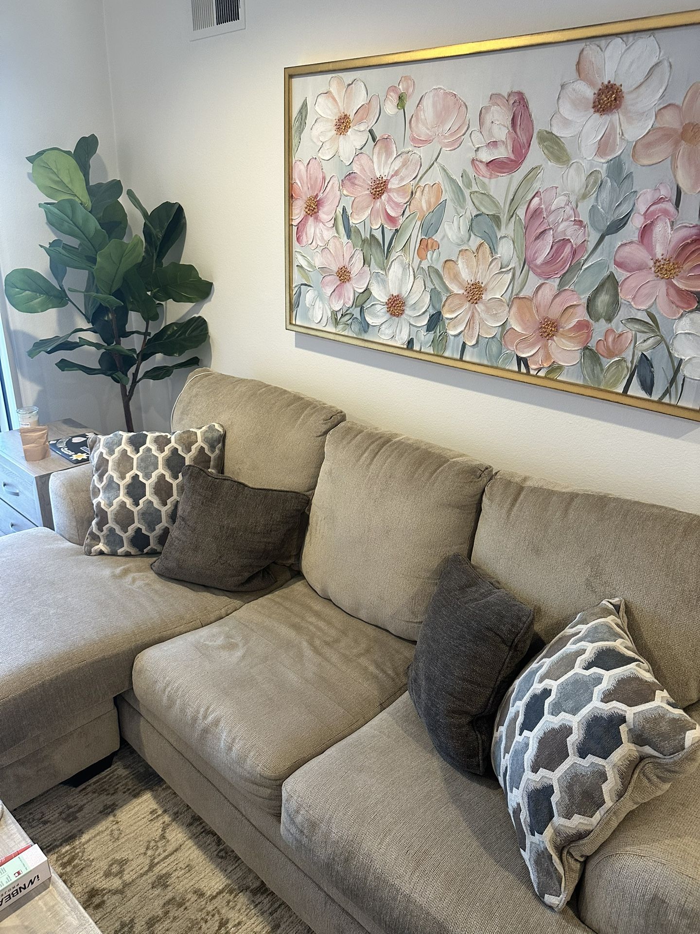Living Spaces Sofa With Reversible Chaise
