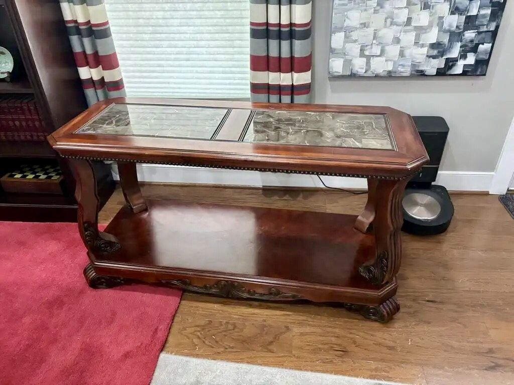 Wood And Marble Console Table - Will Deliver