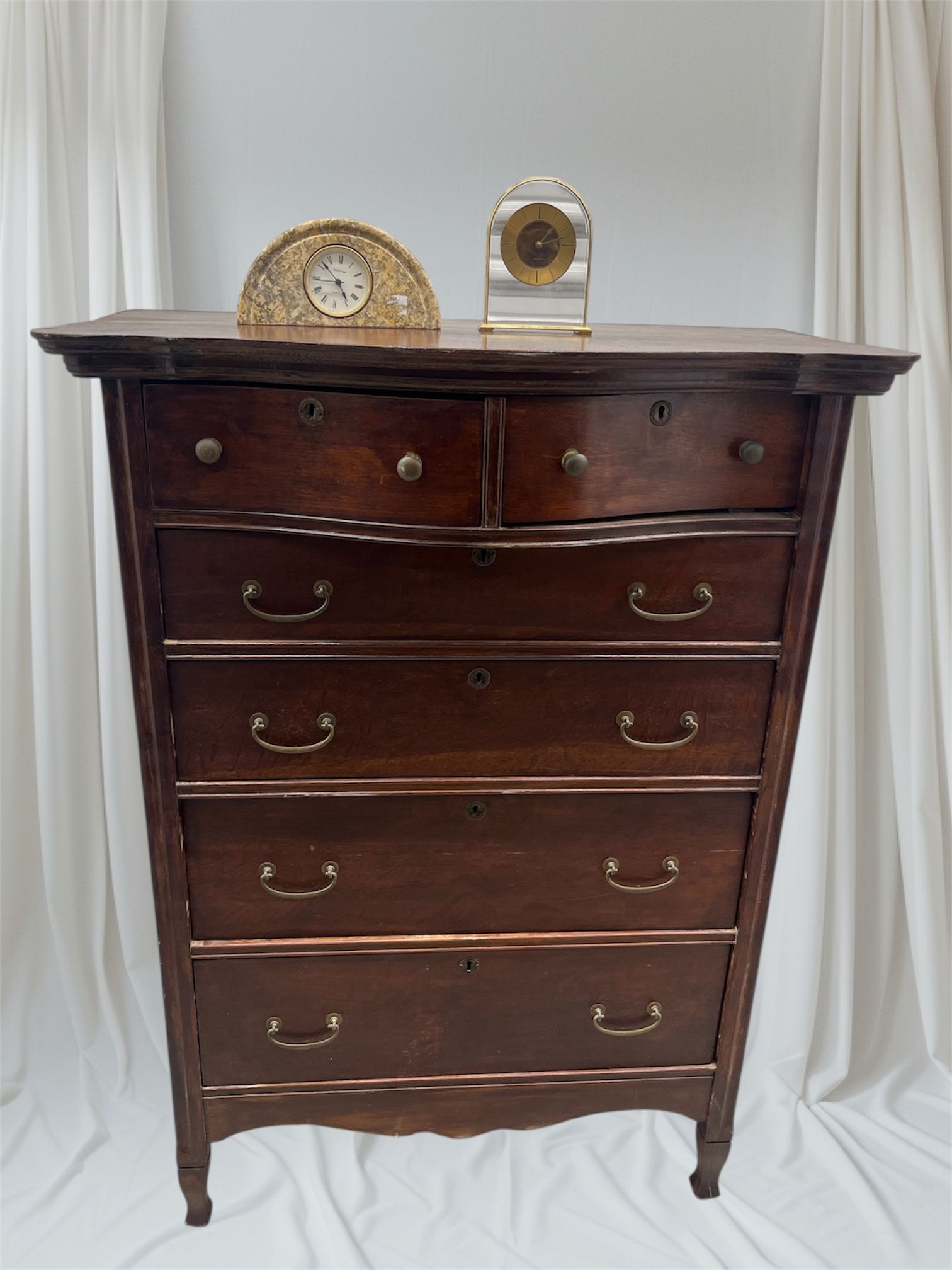Antique solid wood dresser with 6 dovetail draws