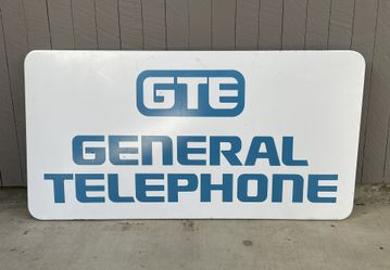 Vintage GTE General Telephone Outdoor Metal Sign