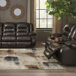 [SPECIAL] Vacherie Chocolate Reclining Living Room Set

