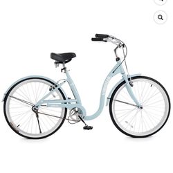 VIRIBUS Bicicleta Playera 26" para Mujer, Bicicleta de Ciudad para Desplazamientos, Frenos en V Duales, una Velocidad, Azul