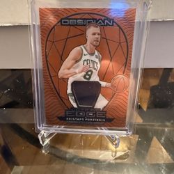 Kristaps Porzingis Orange Flood Cutting Edge Card /99