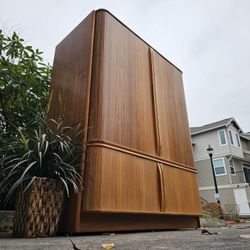 MARVELOUS Danish Modern Solid Teak Cabinet, Sideboard, Entertainment Center Armoire 3 Shelves