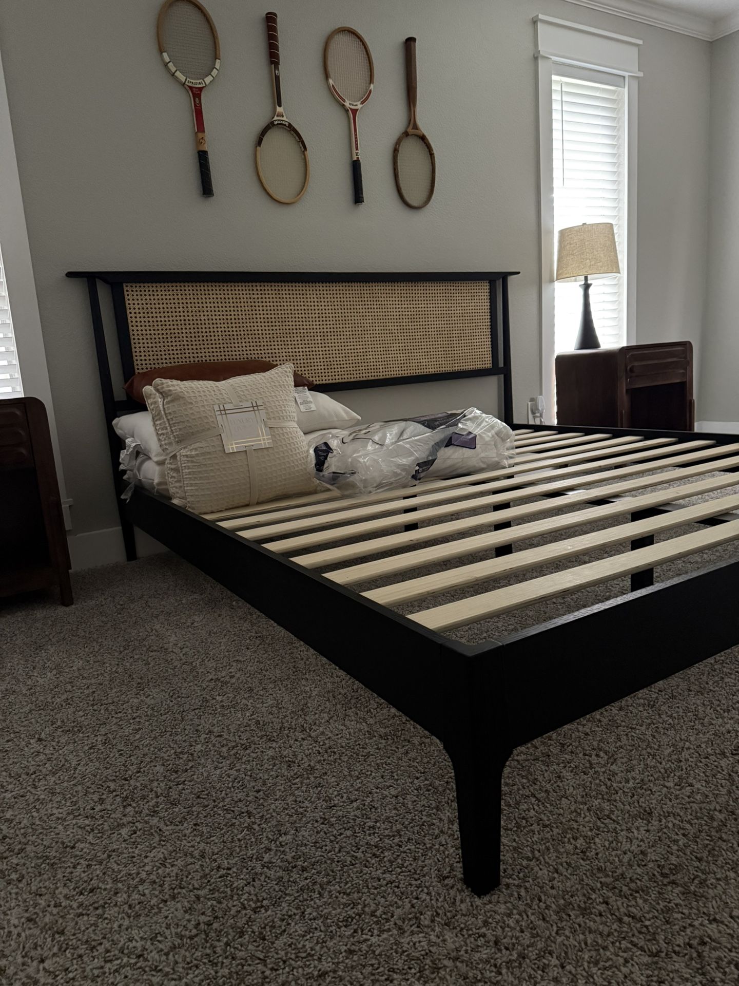 King Bed Rattan Headboard