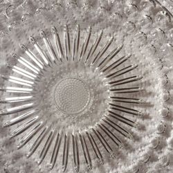 Sunflower clear round glass cake plate with little feet great condition