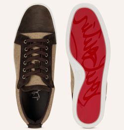 CHRISTIAN LOUBOUTIN LOUIS JUNIOR ORLATO BROWN SUEDE LOW TOP SNEAKERS SZ 43 NEW