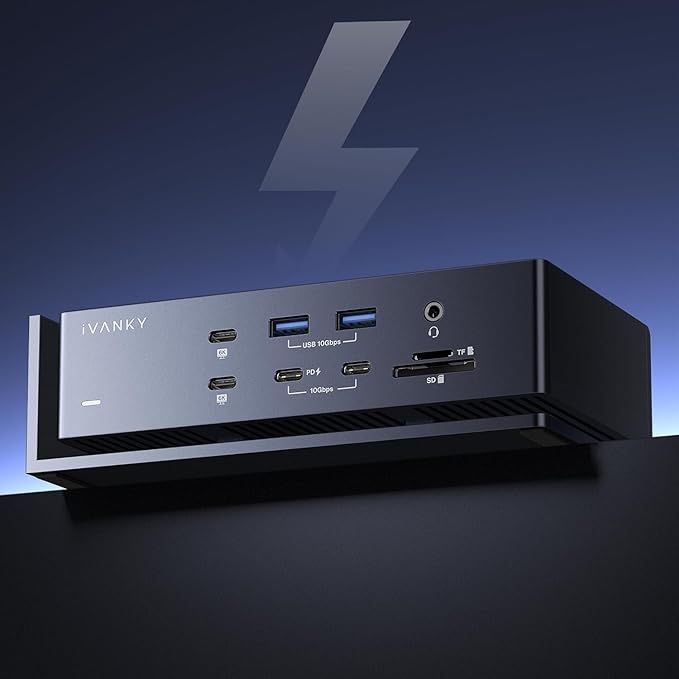 iVANKY FusionDock Max 1 Dual Thunderbolt 4 Chips, 20-in-1 Quad 6K@60Hz Monitor MacBook Docking Station, 40Gbps Dock for Mac M1/M2/M3/M4 Pro/Max, 2HDMI