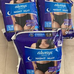 3 Packs Of Women’s  Always Discreet Underwear Black