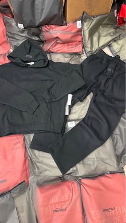 Fear of God Essentials Black Hoodie and Sweatpants Set