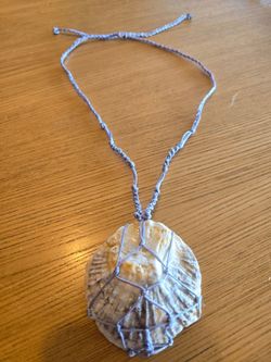 Handmade Macrame Seashell Necklace - Lavender cord