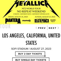 Metallica General Admission Field Ticket