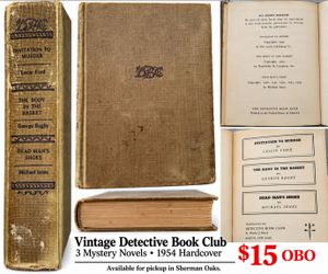 Vintage 1954 Detective Book Club Hardcover – 3 Mystery Novels – $15 OBO