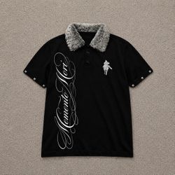 Memento Mori Fur Collar Graphic Shirt size medium