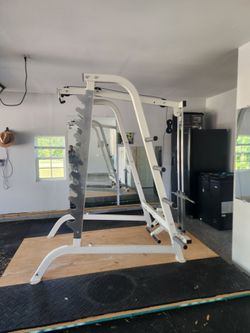 Heavy-Duty Smith Machine / Power Rack w/ Cable Pulley & Weight Storage