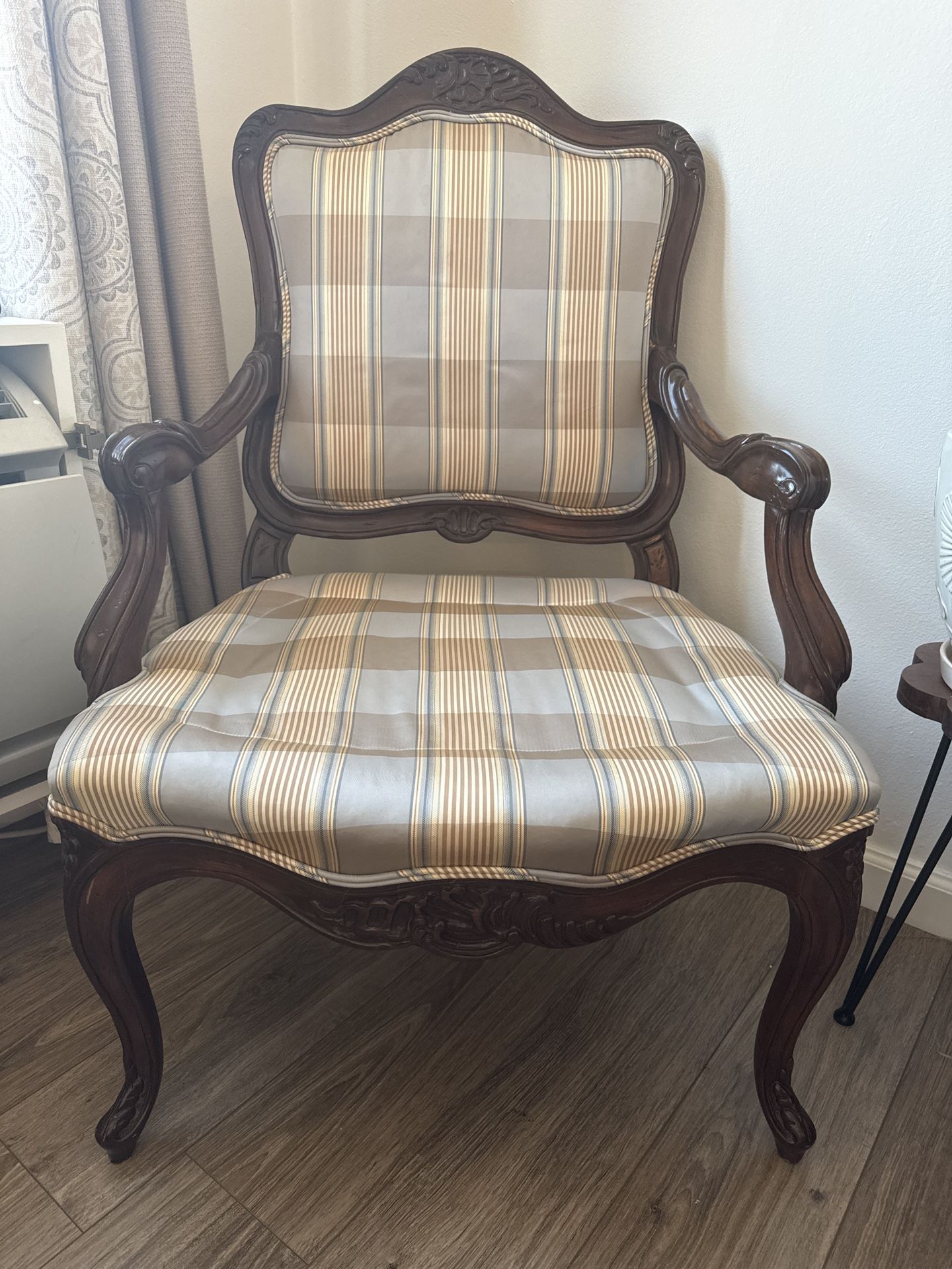 Antique Style Armchair - Striped Fabric