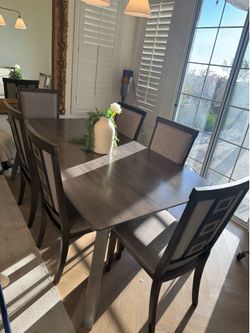 Dining Table + 8 Chairs — Solid Wood, Seats 8