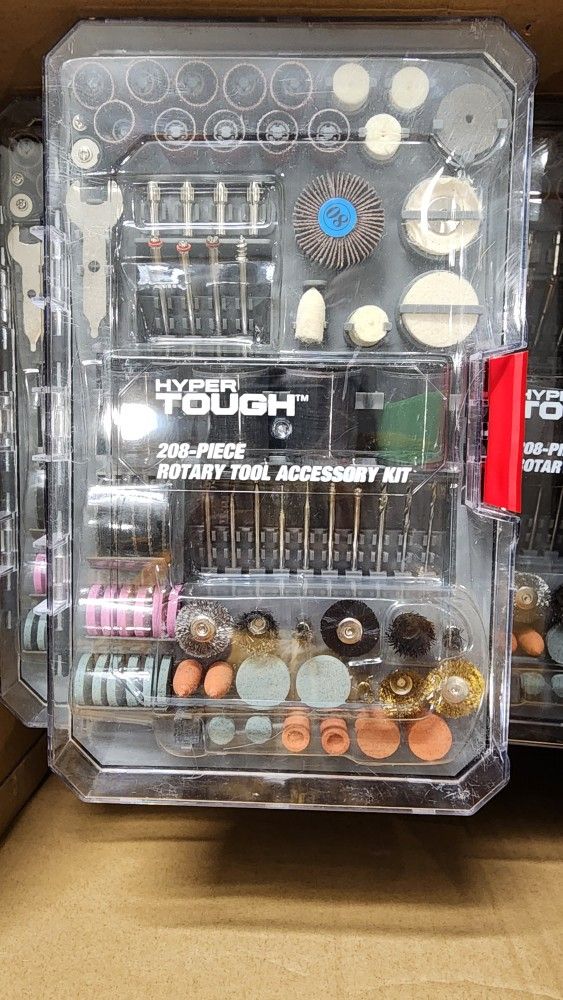Hyper Tough 208 Piece Rotary Tool Accessory Kit With Storage Case
