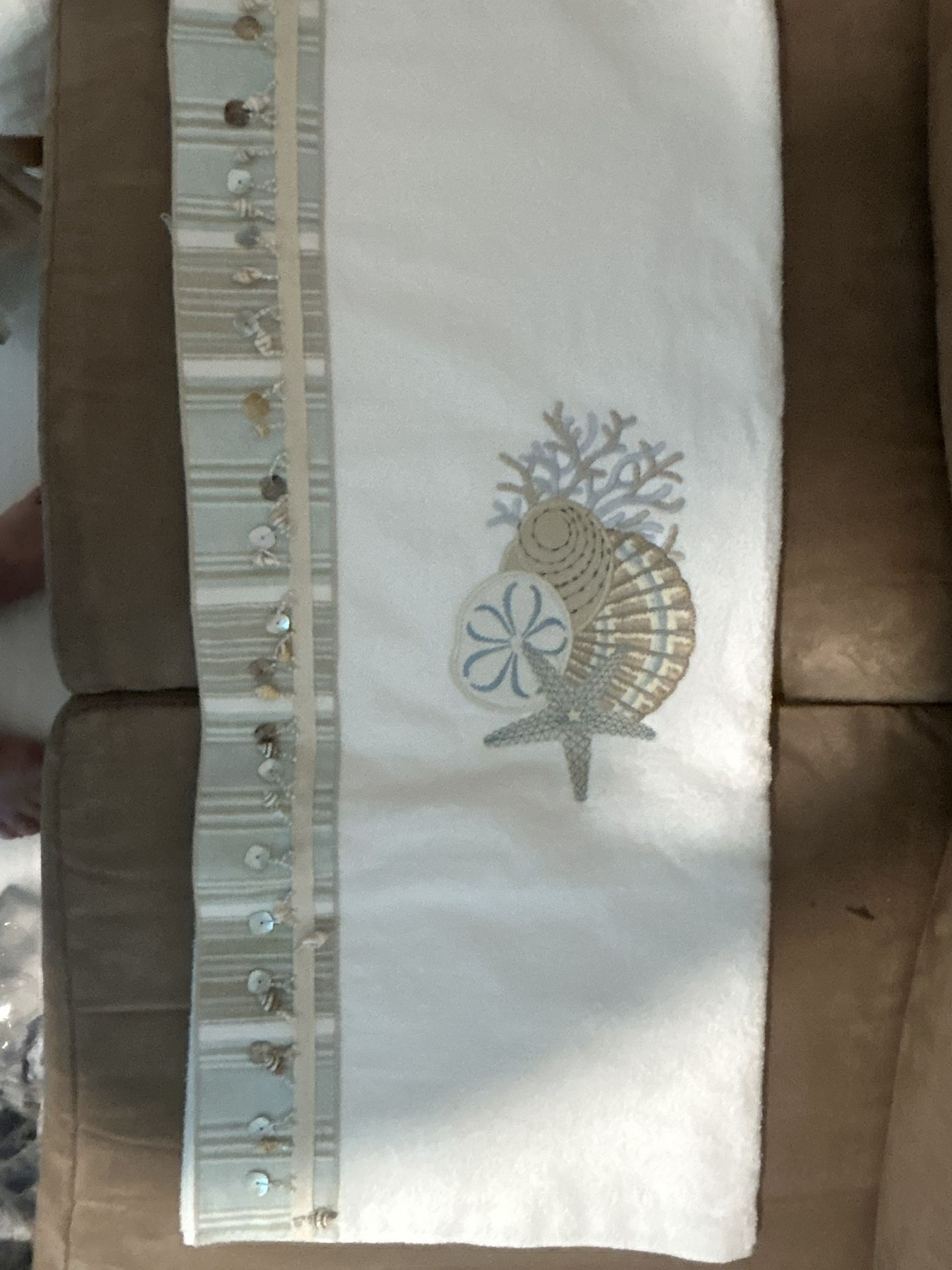 Beach Themed (seashells, Beads) Decor Towel, Never Used!