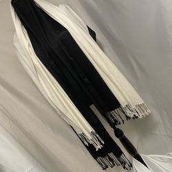 Two Pashmina Style Apt 9 Black And Ivory Scarves W Fringe Shawl Scarf