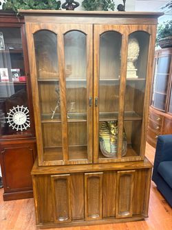 Wood China Cabinet with Glass Doors