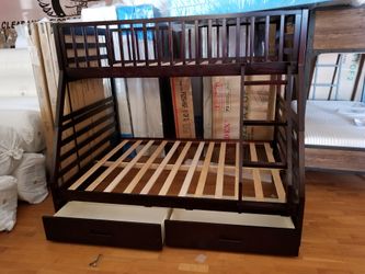 Twin over full bunk bed with storage