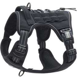 Like New: Worn 1 Time, Tactical Dog Harness, heavy duty, black, no pull, reflective, padded