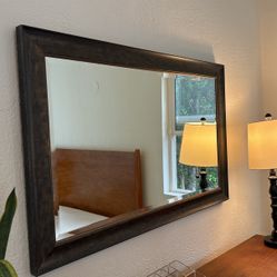 Rectangular Mirror With Black And Gold Distressed-finish Frame