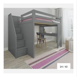 Loft Bed With Desk And Stair Storage 