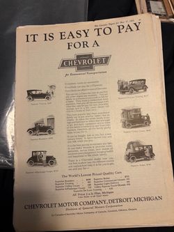 1924 Chevrolet Magazine Advertisement Page original