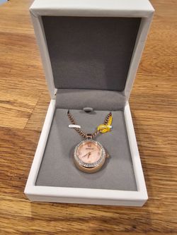 Invicta Rose Gold tone Pendant Watch Necklace